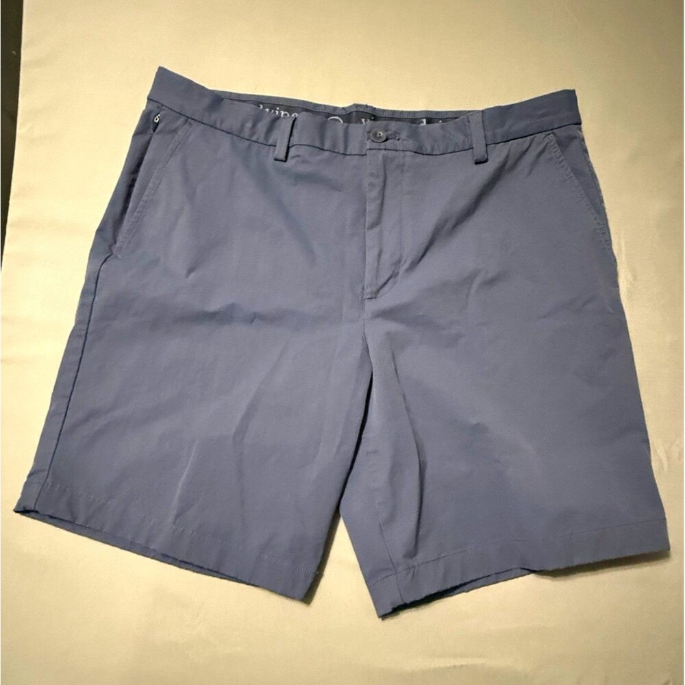 Vineyard Vines Men's Blue Solid Chino Flat Front Stretch Shorts Zip Pockets